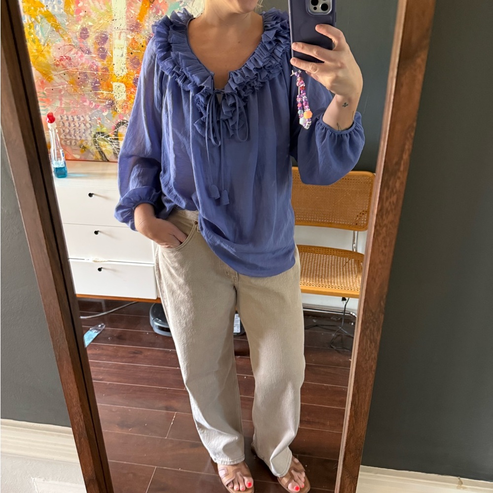 Rebecca Taylor Purple Ruffled Top
